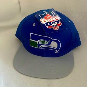 VTG 90s Logo Athletic Splash Seattle Seahawks NFL Football Snapback Hat New